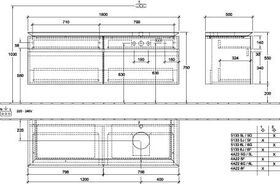 V&B Waschtischunterschrank LEGATO 1600x550x500mm m Be Glossy White