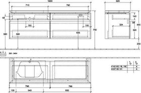 V&B Waschtischunterschrank LEGATO 1600x550x500mm m Be Glossy White