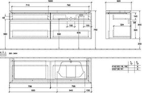 V&B Waschtischunterschrank LEGATO 1600x550x500mm Glossy White