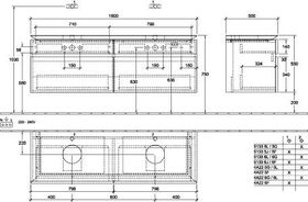 V&B Waschtischunterschrank LEGATO 1600x550x500mm m Be Glossy White