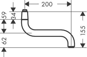 HG Auslauf 200mm für Küchemischer Wandmontage chrom