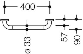 Hewi Haltegriff SERIE 801 90mm tief d= 33mm Achsmaß 400mm senfgelb