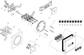 Ventil SQUARE AXOR SHOWERSOLUTIONS UP für 3 Verbraucher brushed nickel