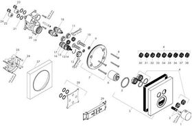 Thermostat SQUARE AXOR SHOWERSOLUTIONS UP für 2 Verbraucher polished gold optic