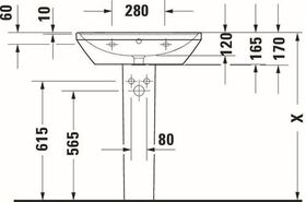 Duravit Waschtisch D-NEO m ÜL m HLB ohne Hahnloch 650x440mm weiß