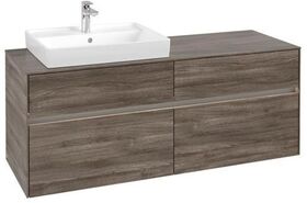 V&B Waschtischunterschrank COLLARO 140x54,8x50cm WT li m LED-B. Stone Oak