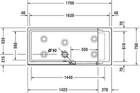 Duravit Badewanne SHOWER & BATH 1700x750mm Ecke links weiß Tür Klarglas