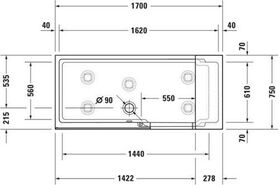 Duravit Badewanne SHOWER & BATH 170x75 Nische weiß Tür Klarglas links