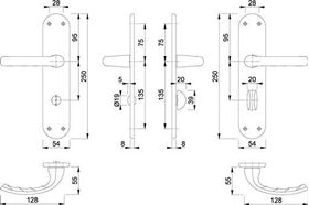 Renovationsgarnitur Tôkyô 1710/3334 Alu.F1 SK/OL 4-KT.8mm Entf.78mm HOPPE