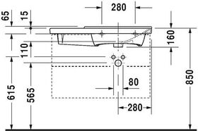 Duravit Möbelwaschtisch P3 Comforts Be re m ÜL HLB 850x500mm 3 HL weiß