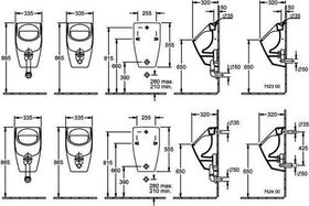 V&B Absaug-Urinal O.NOVO 335x560x320mm DF Zulauf von oben we C+