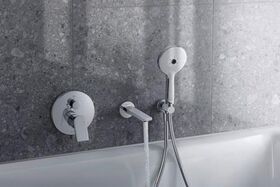 Duravit Wandanschlussbogen runde Rosette, mit Brausehalter chrom