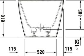 Duravit Badewanne DURASQUARE 1600x750 freist 2 Rückenschrägen weiß