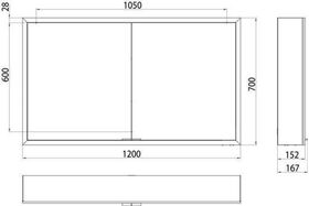 Emco LED-Lichtspiegelschrank PRIME AP 1200x700mm 2-tü m LP aluminium/weiß