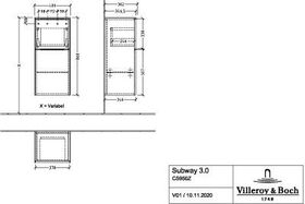 V&B Seitenschrank SUBWAY 3.0 400x860x362mm 1x Az Ans re G. Alu hgl Br