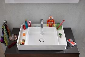 Duravit Aufsatzbecken BENTO STARCK BOX o ÜL m Hahnlochinsel 1 HL 65x46cm HG we