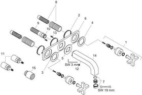 3-Loch Waschtischarmatur AXOR CITTERIO DN 15 UP m Al 226mm Kreuzgr. u Pl pol. g