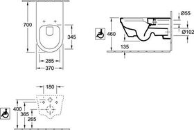 V&B Wand-WC ViCare ti. 37x70cm DirectFlush we AntiBac C+