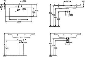 V&B Schrankwaschtisch SUBWAY 3.0 1000x470mm o ÜL o HL stone white C+