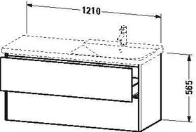 Duravit Waschtischunterbau XSQUARE Be rechts 565x1210x473mm betongrau matt