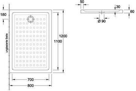 V&B Duschwanne O.NOVO Rechteck, 1200x800x60mm, extraflach we