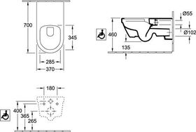 V&B Wand-WC ViCare ti. 37x70cm o Befestig. f WCS DF we C+