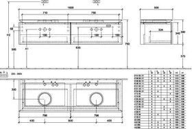 V&B Waschtischunterschrank LEGATO 1600x380x500mm Glossy White