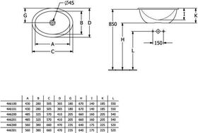 V&B Einbauwaschtisch LOOP & FRIENDS mit ÜL, ov 660x470mm we