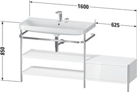 Duravit Waschtischset HAPPY D.2 PLUS 1600x490mm ein Hahnloch weiß seidenmatt