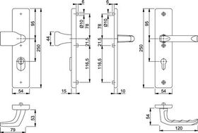 Schutzgarnitur London 78G/2222ZA/2410/113 Alu.F1 72mm 41-46mm HOPPE