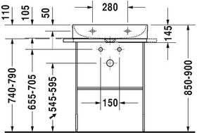 Duravit Waschtisch DURASQUARE o ÜL m HLB 600x470mm 3 HL weiß WG