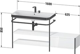 Duravit Waschtischset HAPPY D.2 PLUS 1600x490mm ein Hahnloch taupe supermatt