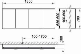 Keuco Spiegelschrank ROYAL MODULAR 2.0 Breite 1800mm Höhe 700mm Tiefe 160mm