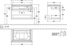 V&B Waschtischunterschrank LEGATO 800x550x500mm Glossy White