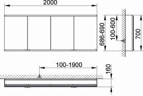 Keuco Spiegelschrank ROYAL MODULAR 2.0 Breite 2000mm Höhe 700mm Tiefe 160mm