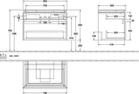 V&B Waschtischunterschrank LEGATO 800x550x500mm m Beleuchtung Glossy White