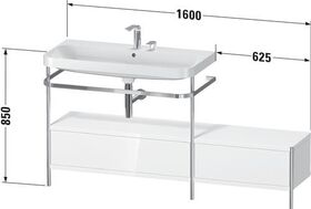 Duravit Waschtischset HAPPY D.2 PLUS 1600x490mm ohne Hahnloch weiß hochglanz