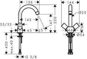 HG 2-Griff Waschtischmischer LOGIS DN 15 ohne Ablaufgarnitur chrom