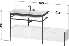 Duravit WTU HAPPY D.2 PLUS 1600x490mm m Metallkon e HL ta supermatt