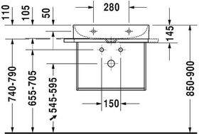 Duravit Metallkonsole DURASQUARE wandh für Waschtisch 235360 schwarz matt