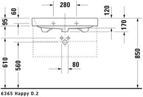 Duravit Möbelwaschtisch HAPPY D.2 m ÜL HLB 800x505mm geschli o HL weiß WG