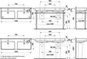 Laufen Doppelwaschtisch LAUFEN PRO S 1300x460mm m ÜL 1 HL-Ausf. weiß