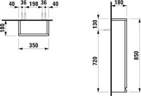 Laufen Hängeschrank LAUFEN PRO kl 350x850x180mm Scharn. re multicolor