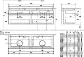 V&B Waschtischunterschrank LEGATO 1600x550x500mm m Be Glossy White