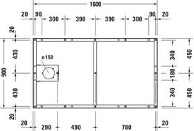 Duravit Fußgestell für Duschwanne Tempano 1600x900mm