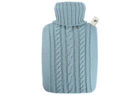 HUGO FROSCH Wärmflasche Klassik 1,8l Strickbezug pastell-blau