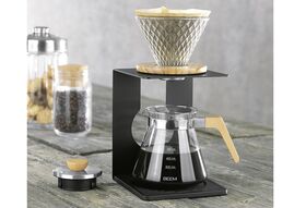 BEEM Kaffeebereiter Set 'Pour Over' 4 Tassen Glas-Handfilter, Glaskanne inkl. Deckel, Gestell, Silikonunterlage