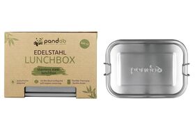 PANDOO Edelstahl Lunchbox 1 Lunchbox, 1 Trennsteg & Bio-Baumwolltasche