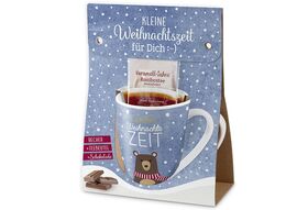 LA VIDA Weihnachtsbecher mit Tee 'Weihnachtsgrüße' 12er Display 4fach sortiert 1  Becher,  1 Teebeutel Rooibostee Karamell-Sahne, 1 Vollmilchschokolade 40 g