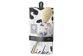 LA VIDA Geschenkset Küchenzeit 'Mit Liebe gekocht' 2-teilig 1 Geschirrtuch, 1 Löffel